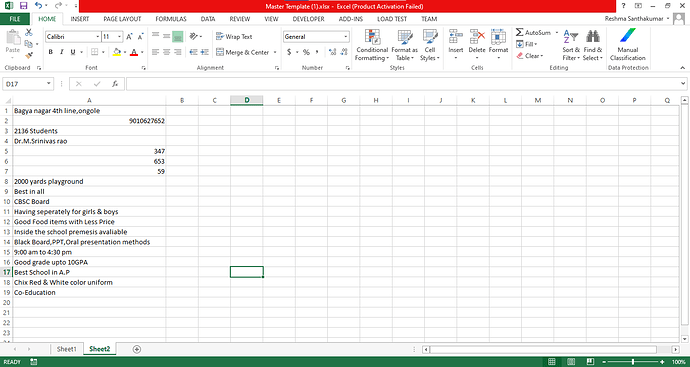 second excel file