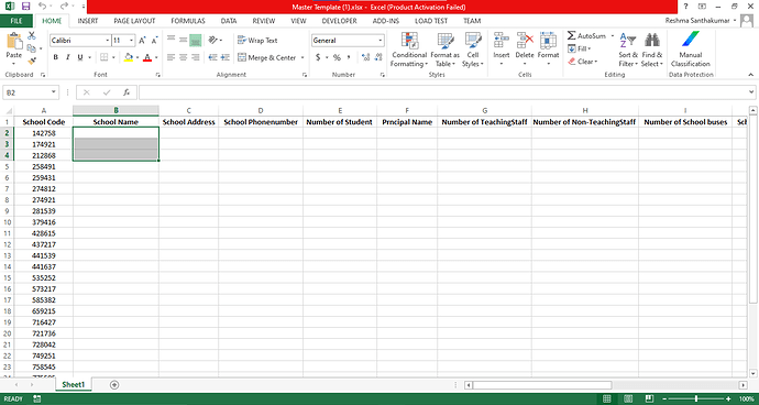 first excel file